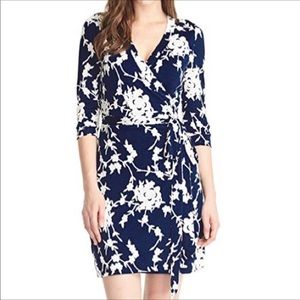 Navy & White Wrap Dress